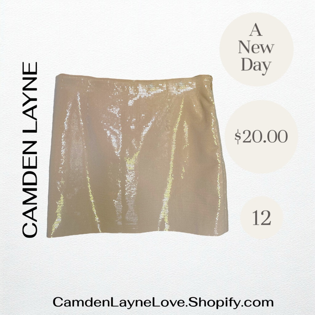 A New Day Ivory Sequined Mini Skirt