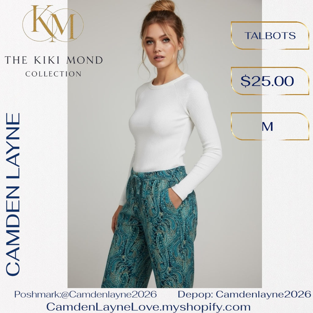 Talbots Blue & Teal Paisley Pants