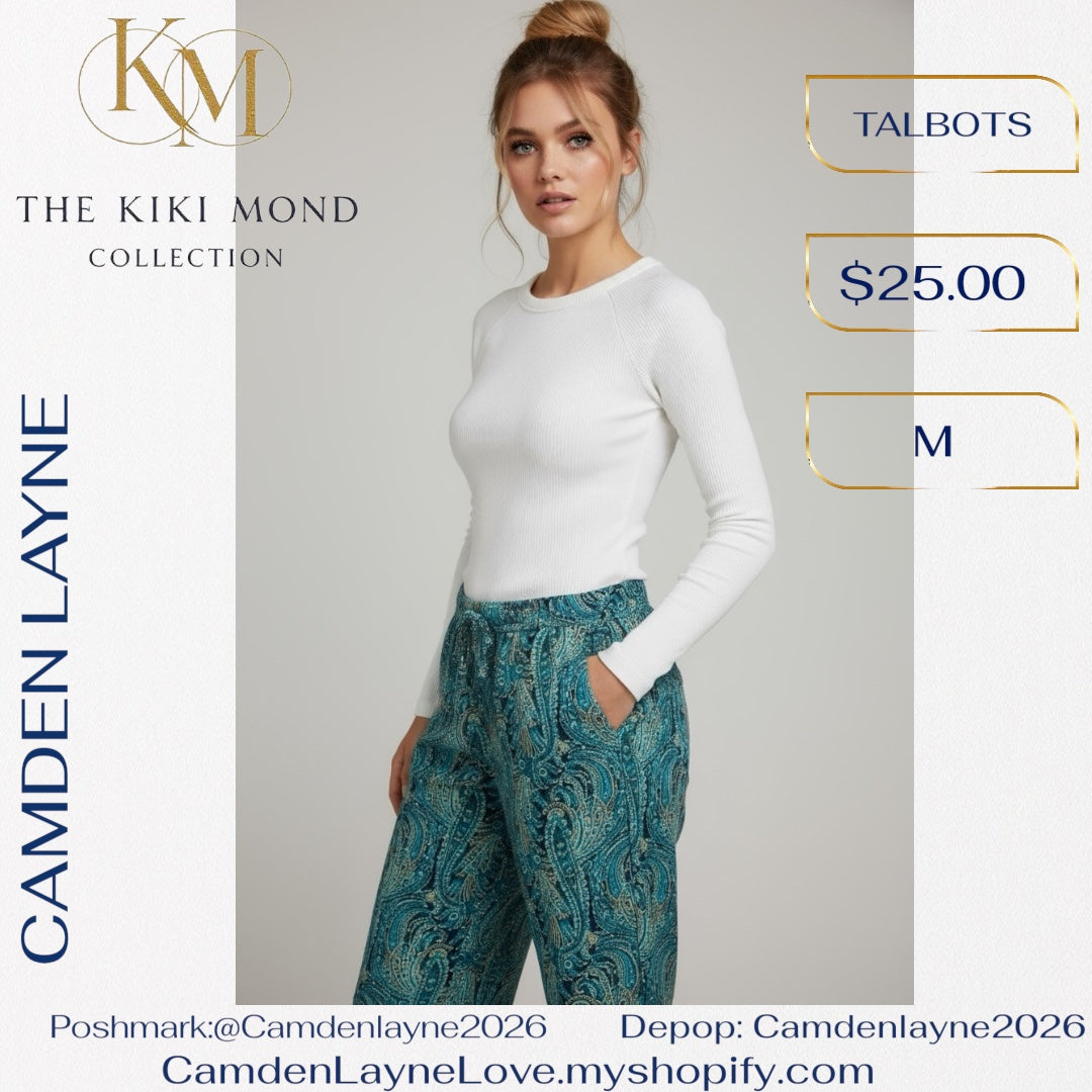 Talbots Blue & Teal Paisley Pants