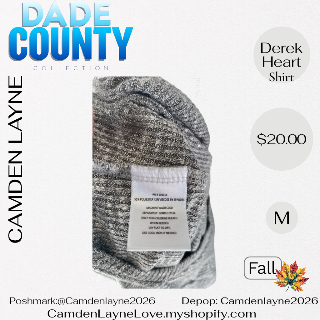 Derek Heart Gray Ribbed Long Sleeve Cropped Top