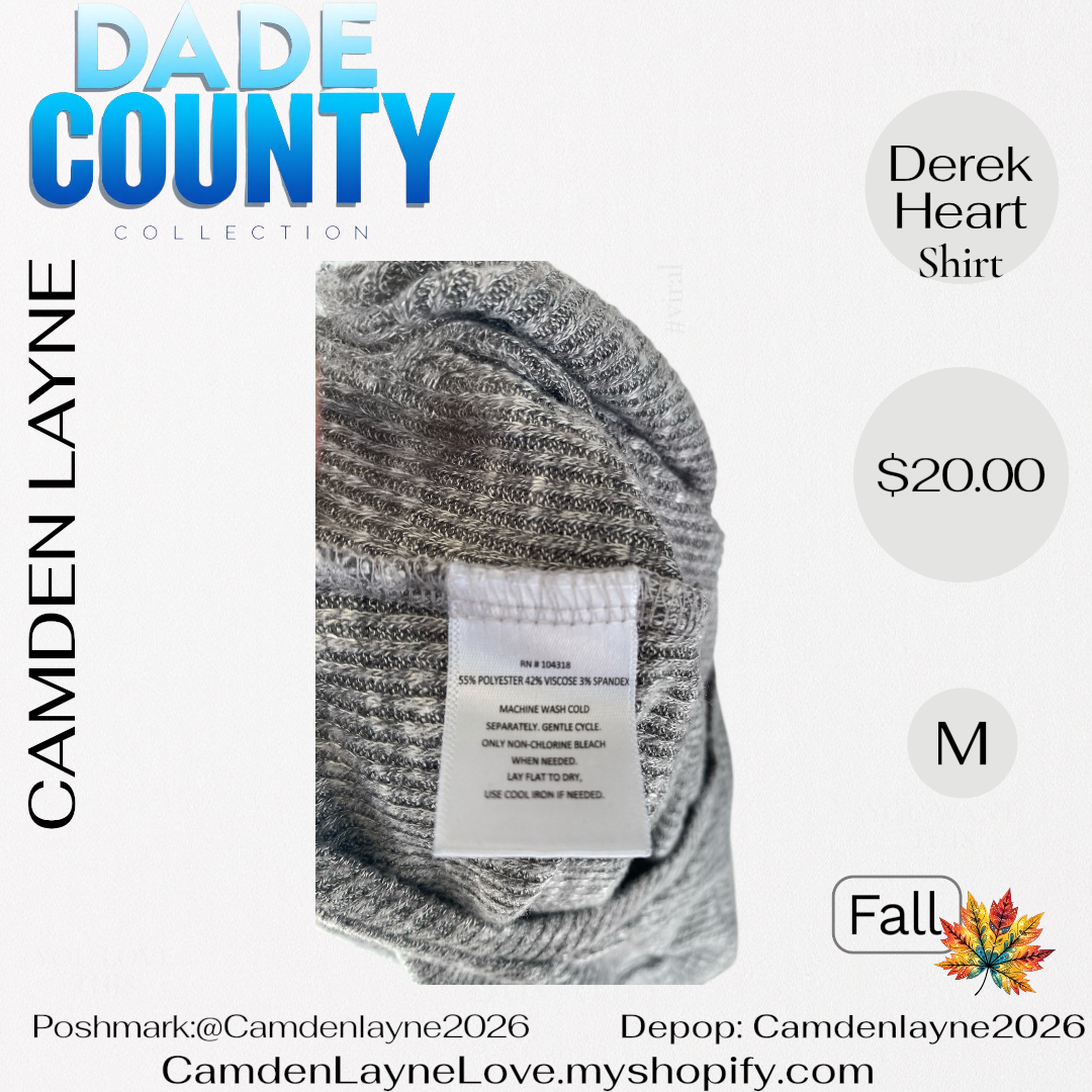 Derek Heart Gray Ribbed Long Sleeve Cropped Top