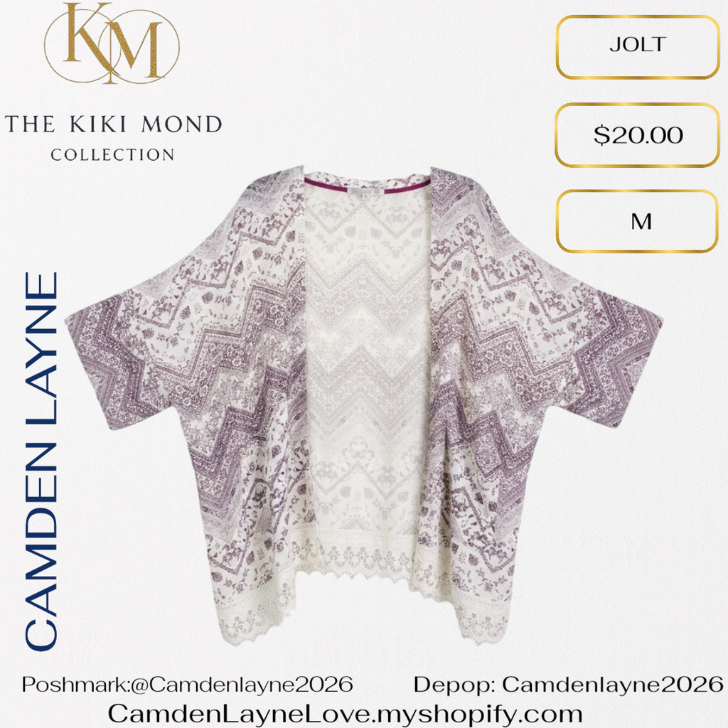 White & Light Purple Grey Lace bottom Kimono