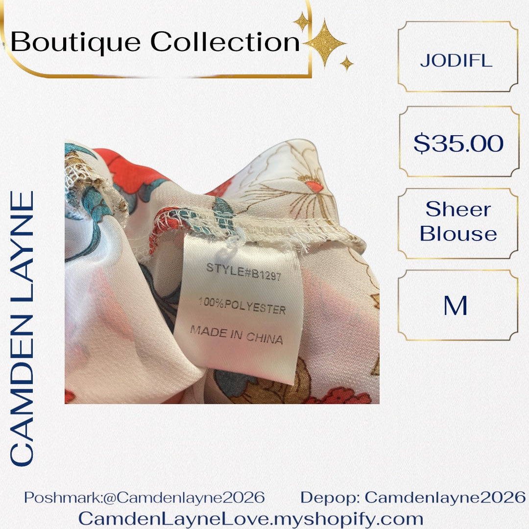 Jodifl Sheer Bell Sleeve Blouse
