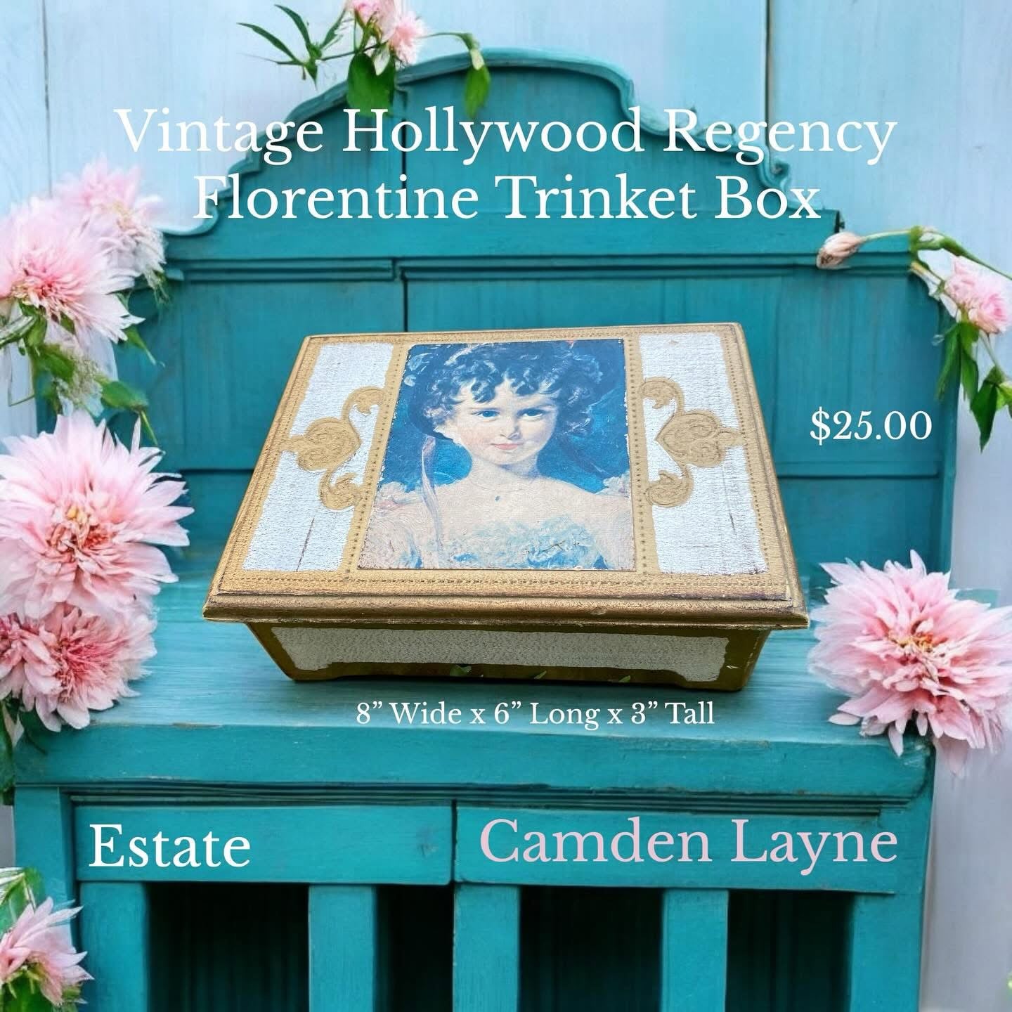 Vintage Hollywood Regency Florentine Trinket Box - Camden Layne