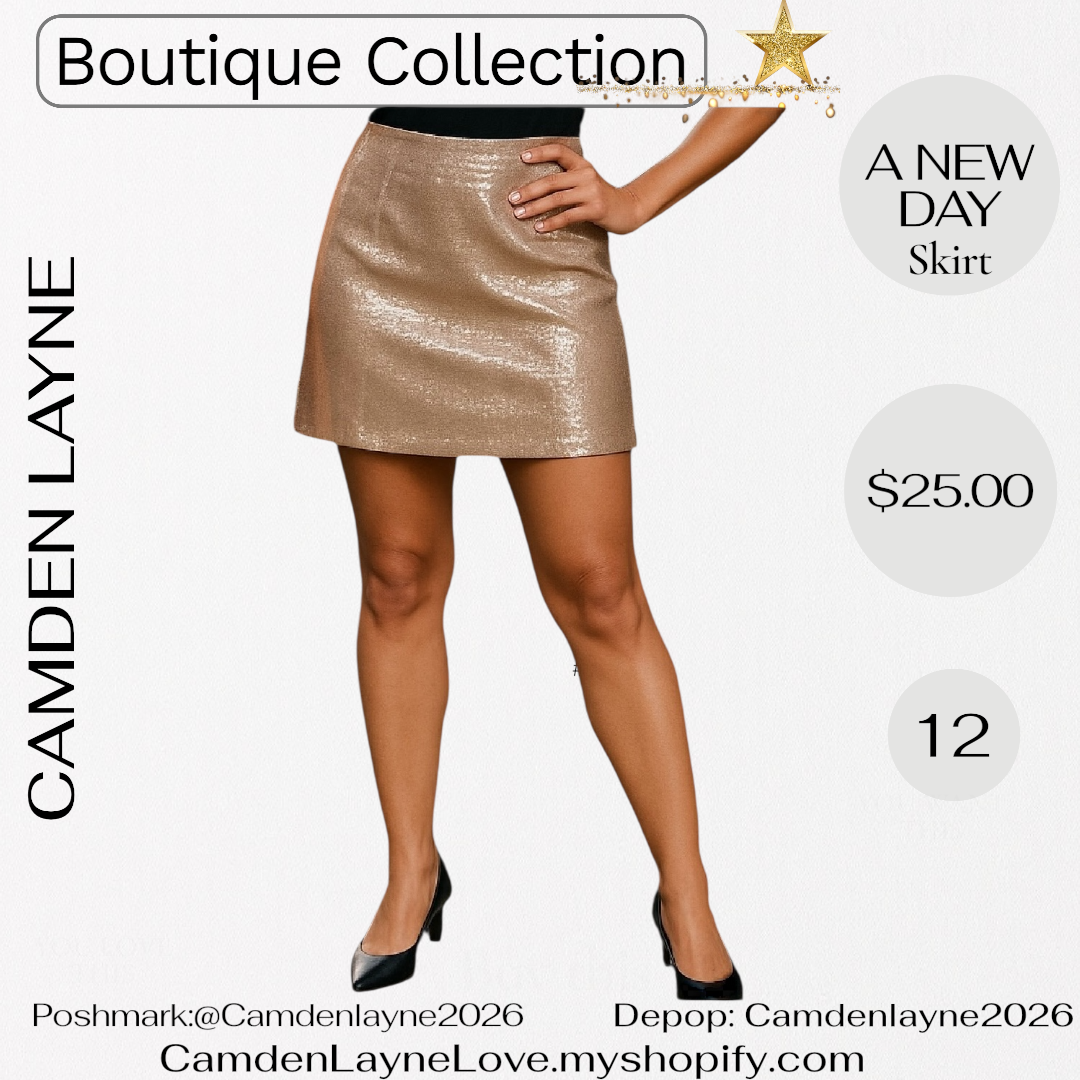 A New Day Ivory Sequined Mini Skirt