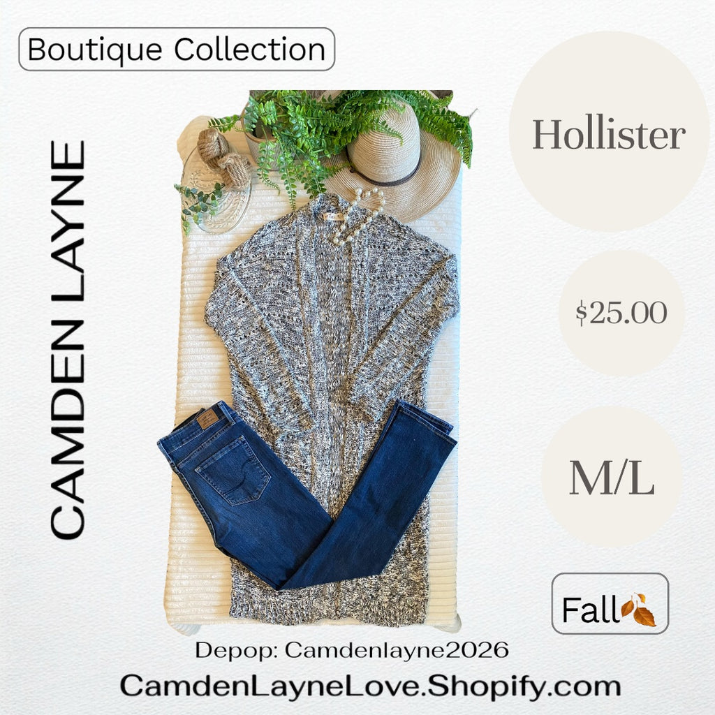 Hollister Gray Knit Long Sweater