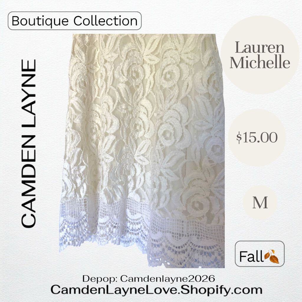 Lauren Michael Embroidered Lace Top