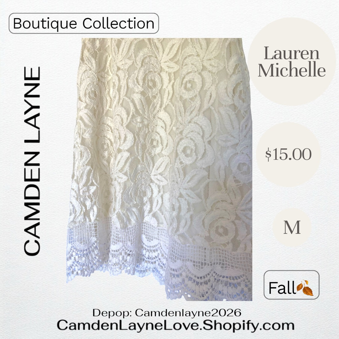 Lauren Michael Embroidered Lace Top