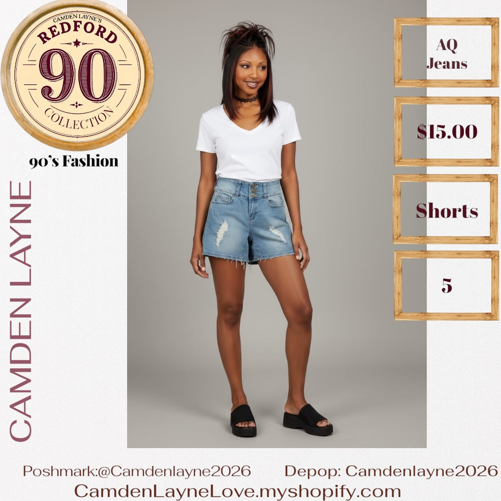 AQJeans Blue HighRise Distressed Shorts