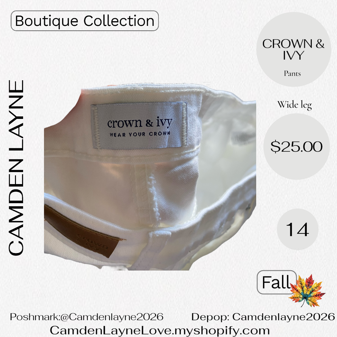 Crown & Ivey Wide Leg White Slacks