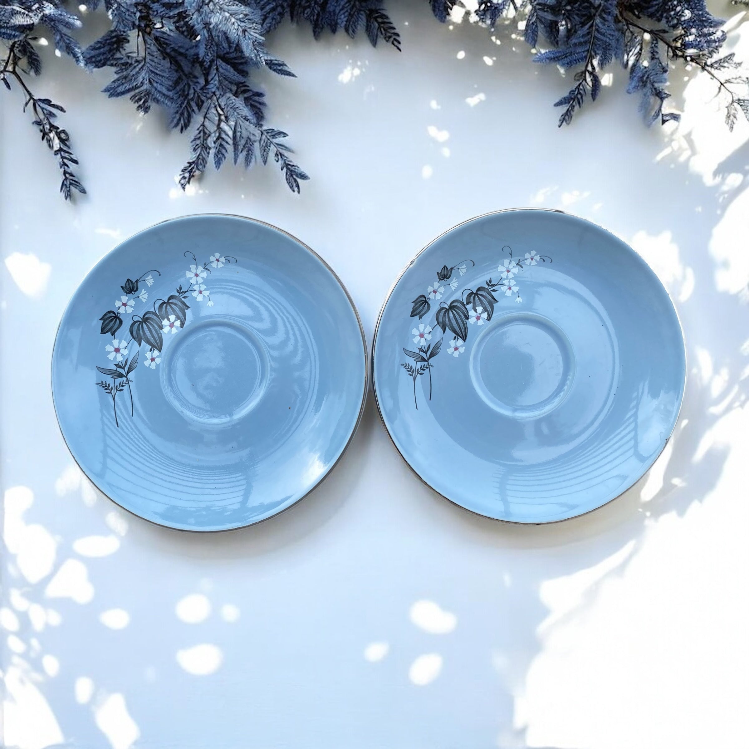 Taylor Smith & Taylor Blue Mist Footed Cup and Saucer Set - Camden Layne