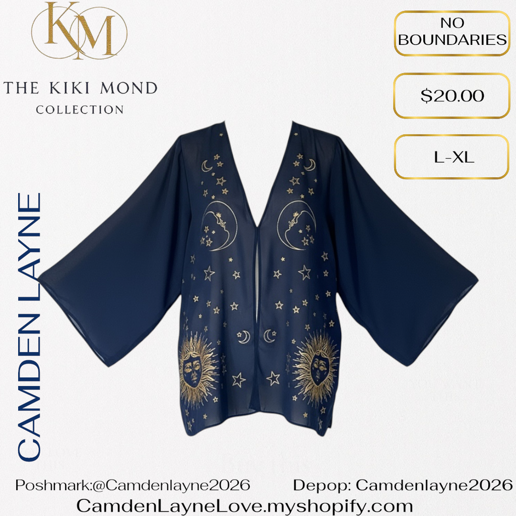 No Boundaries Cosmic Gold Foiled Kimono
