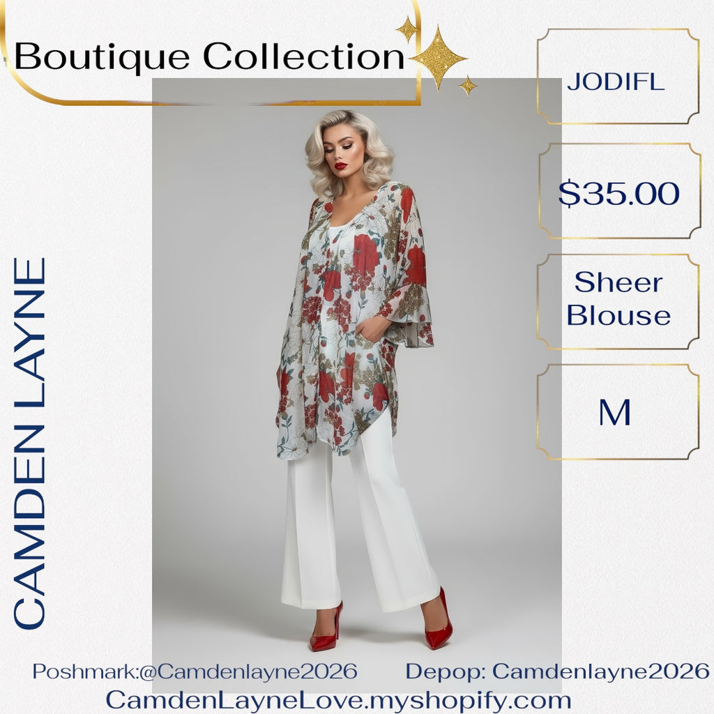 Jodifl Sheer Bell Sleeve Blouse