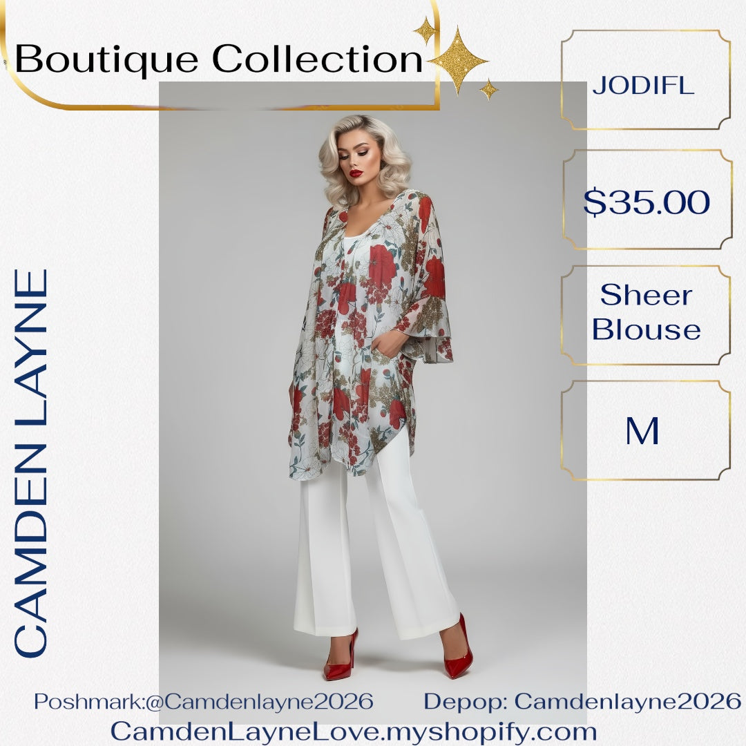 Jodifl Sheer Bell Sleeve Blouse