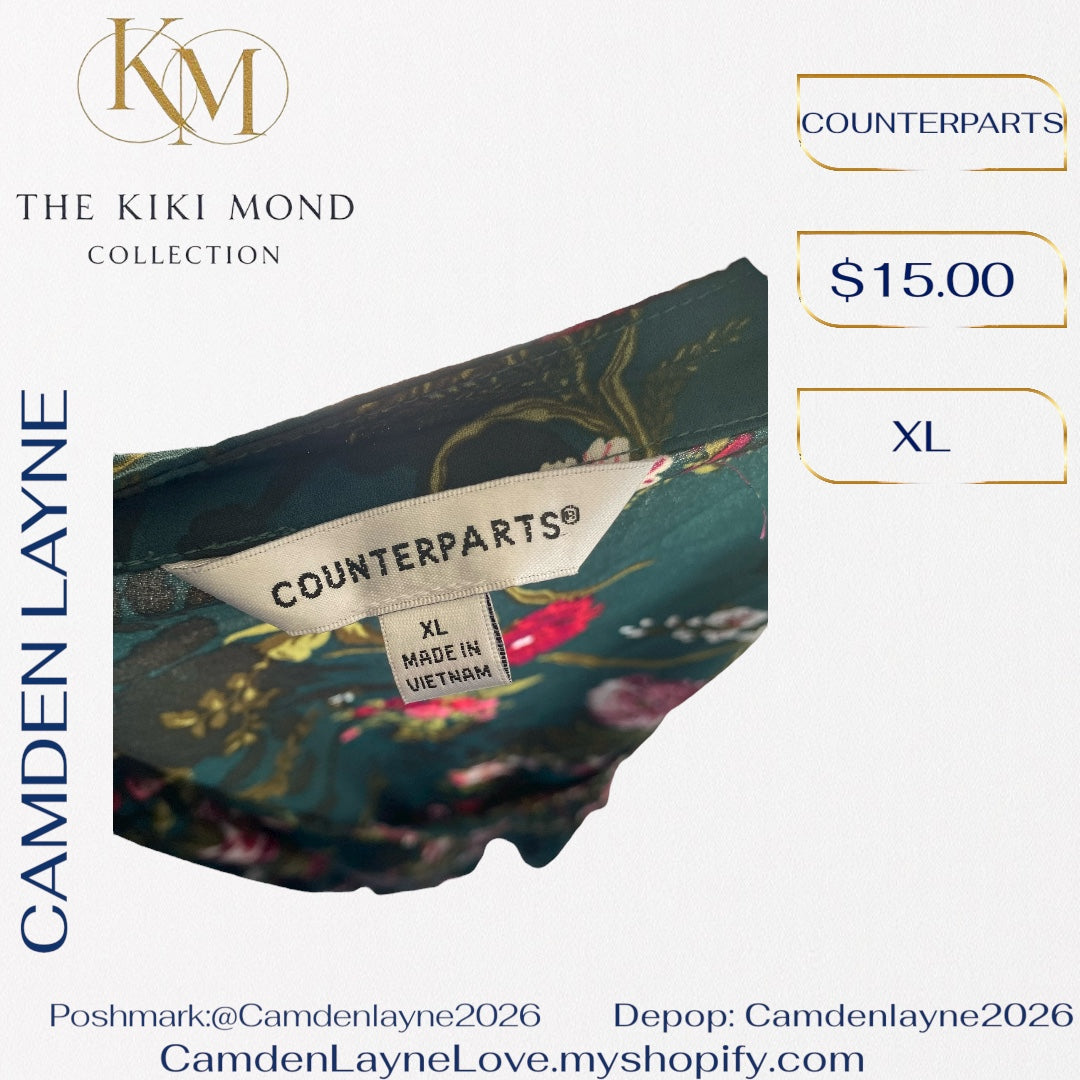 Counterparts Blue Green Floral Blouse