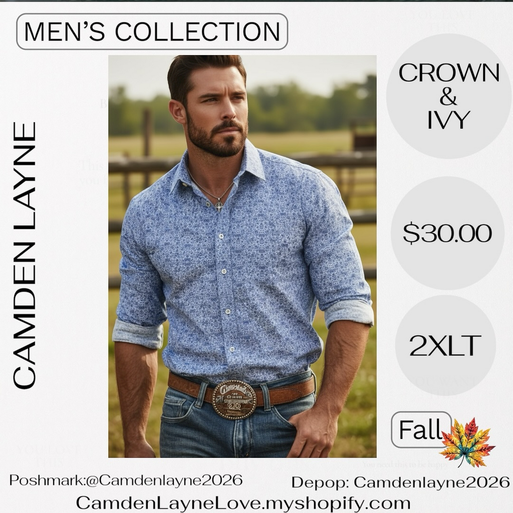 Crown & Ivy Blue Floral Print 2XLT