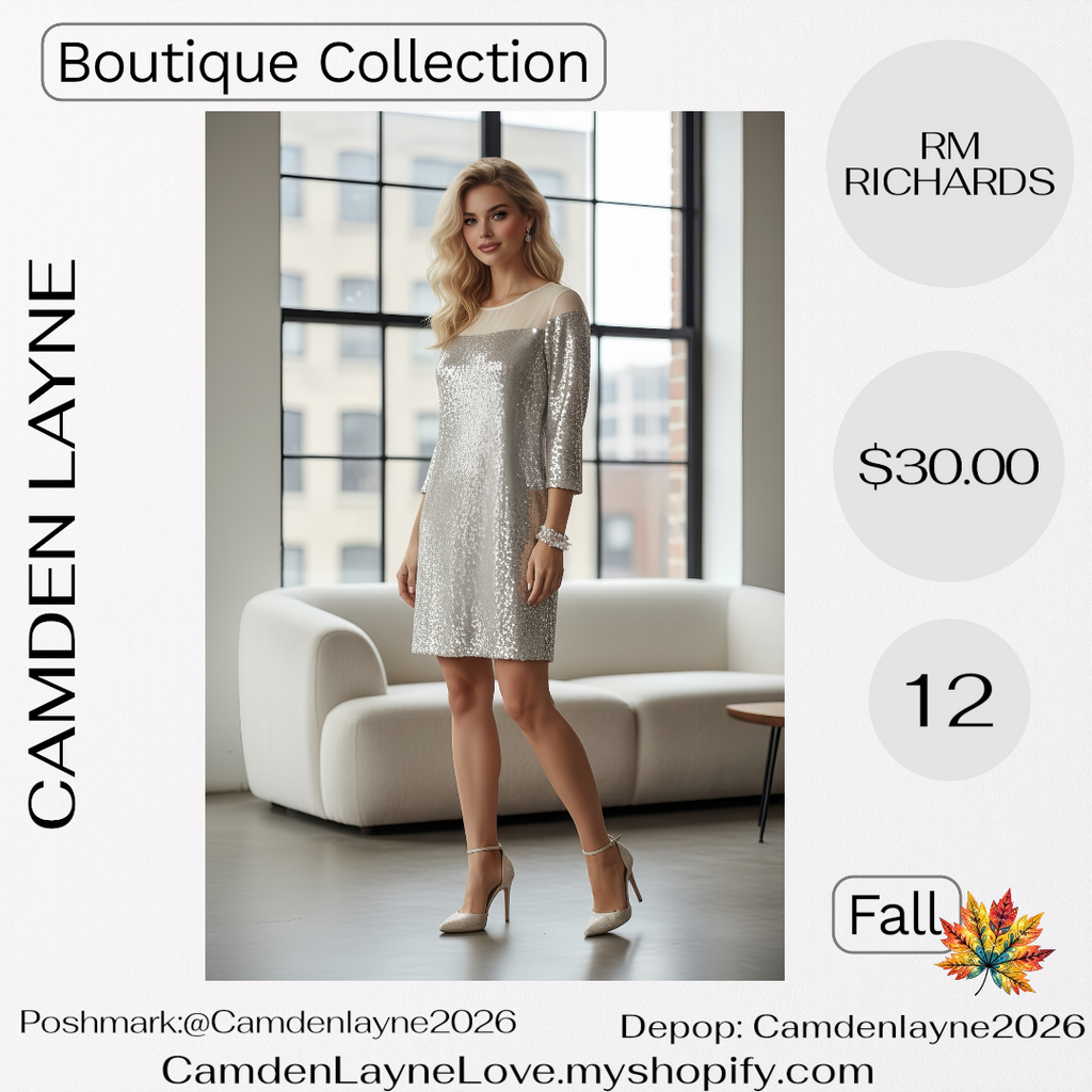 RM Richard’s Champagne Sequined Dress