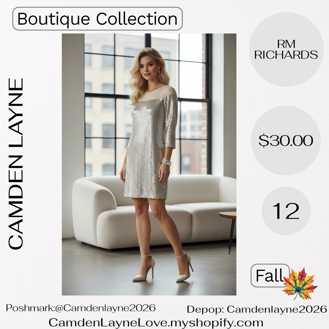 RM Richard’s Champagne Sequined Dress