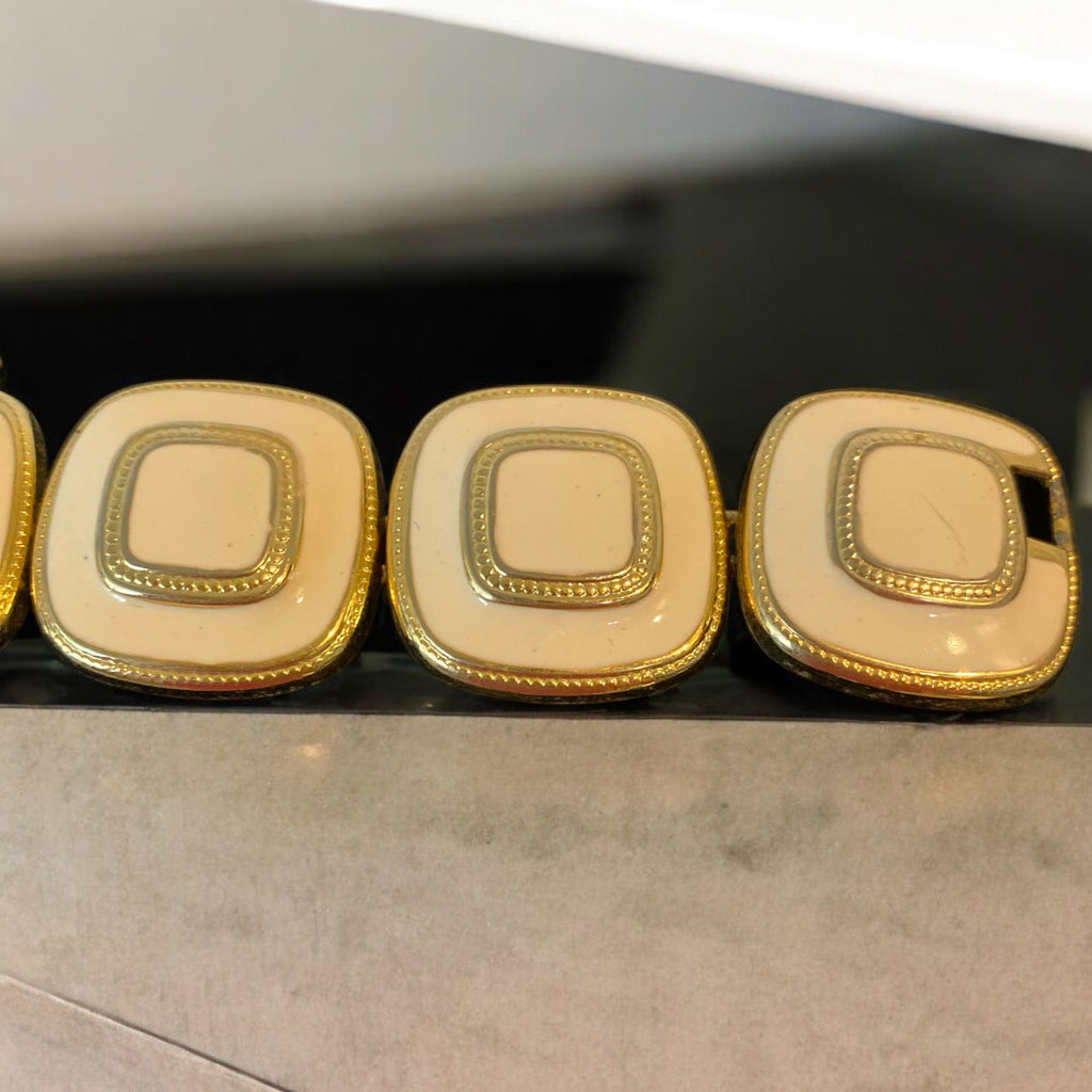 Gold & Cream Enamel Bracelet - Camden Layne