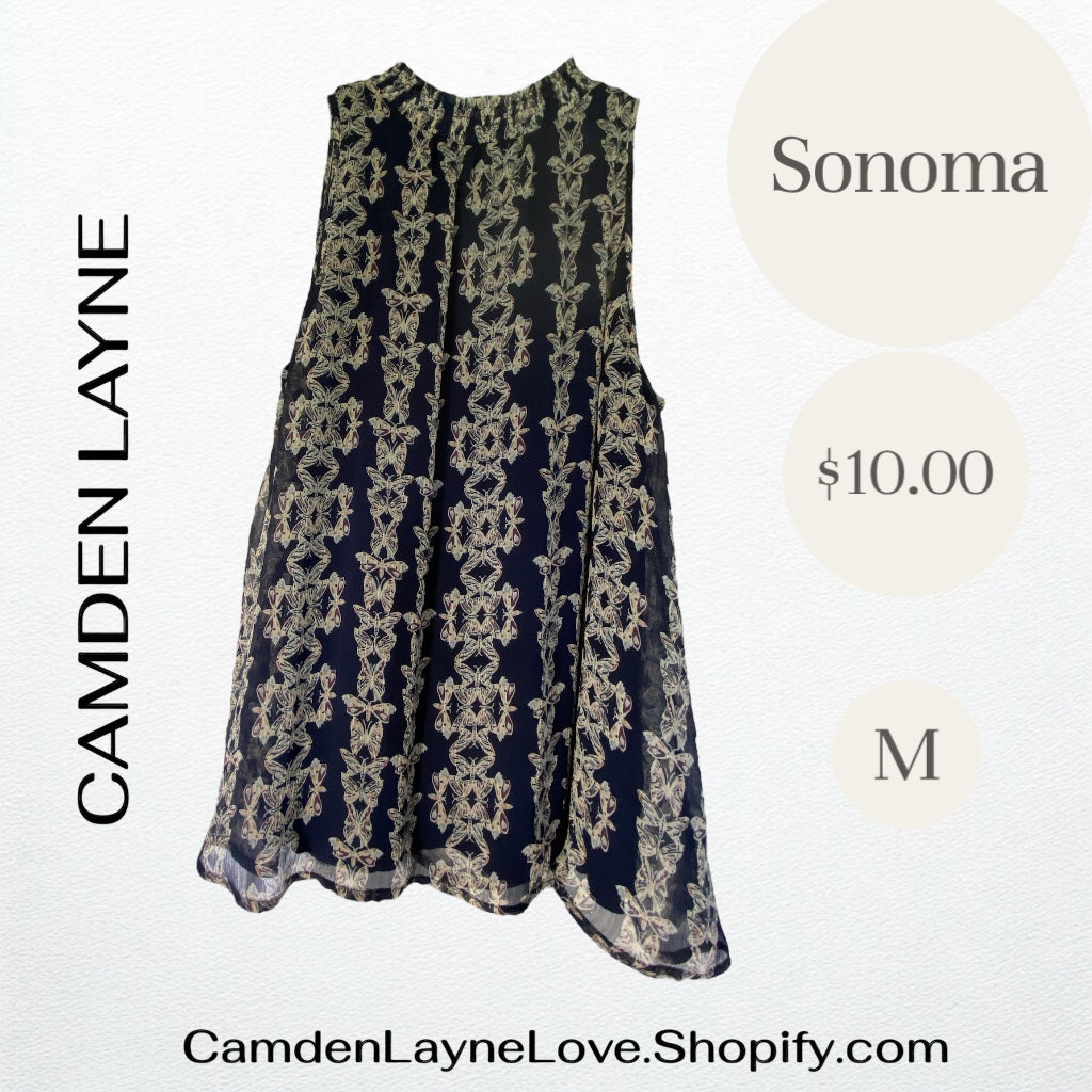 Sonoma Navy Butterfly Blouse