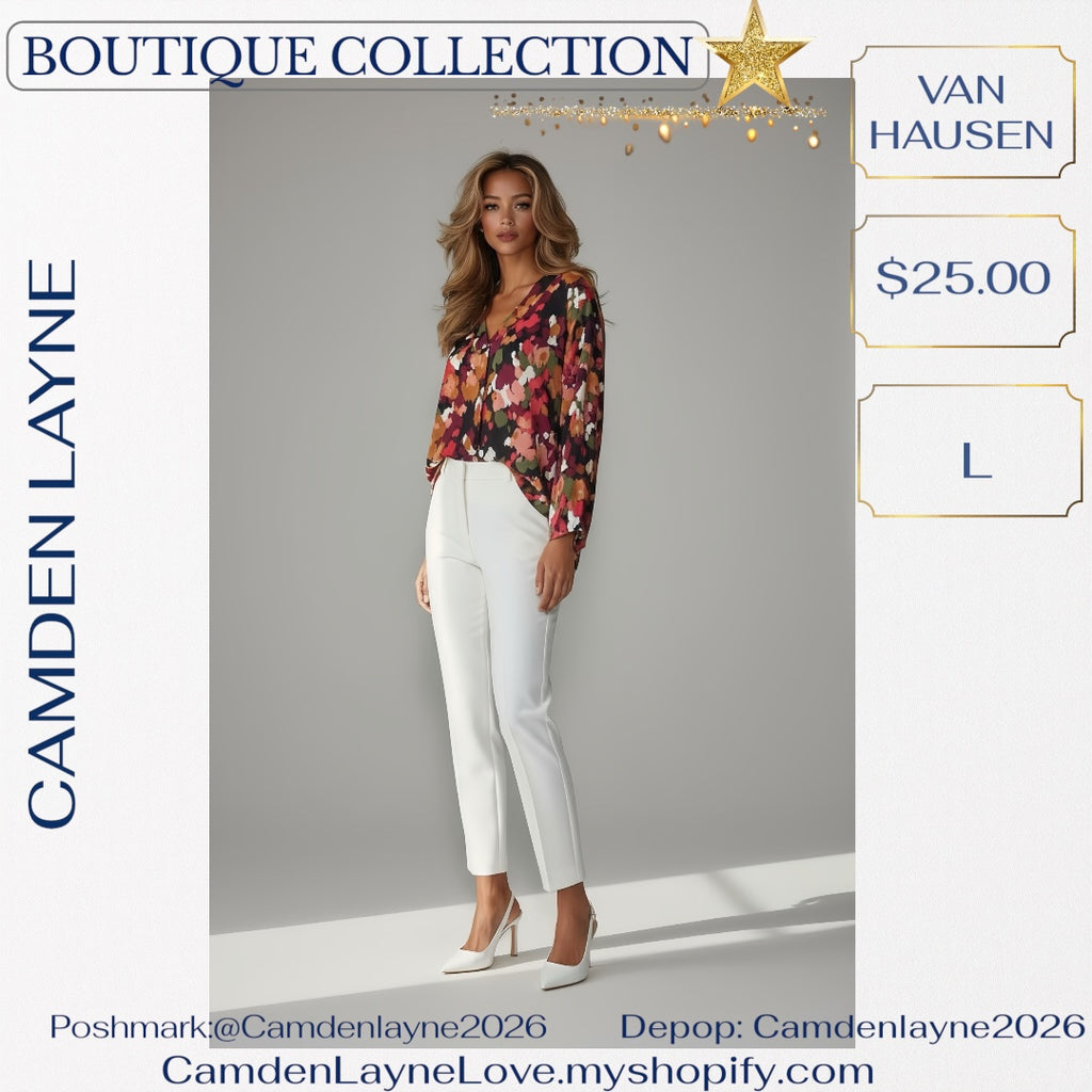 Van Hausen Multicolored Blouse in Orange, black & Pink