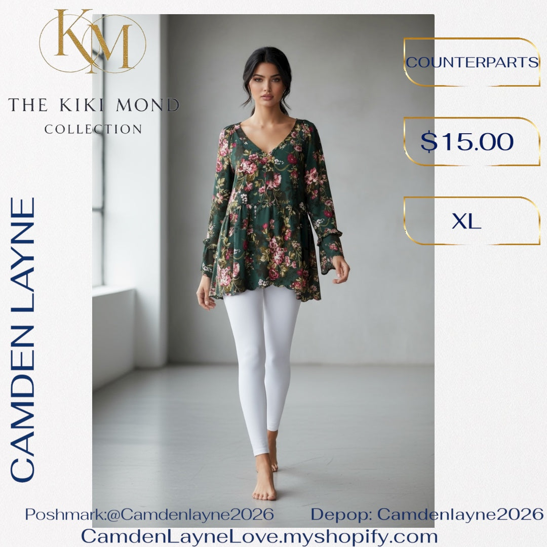 Counterparts Blue Green Floral Blouse