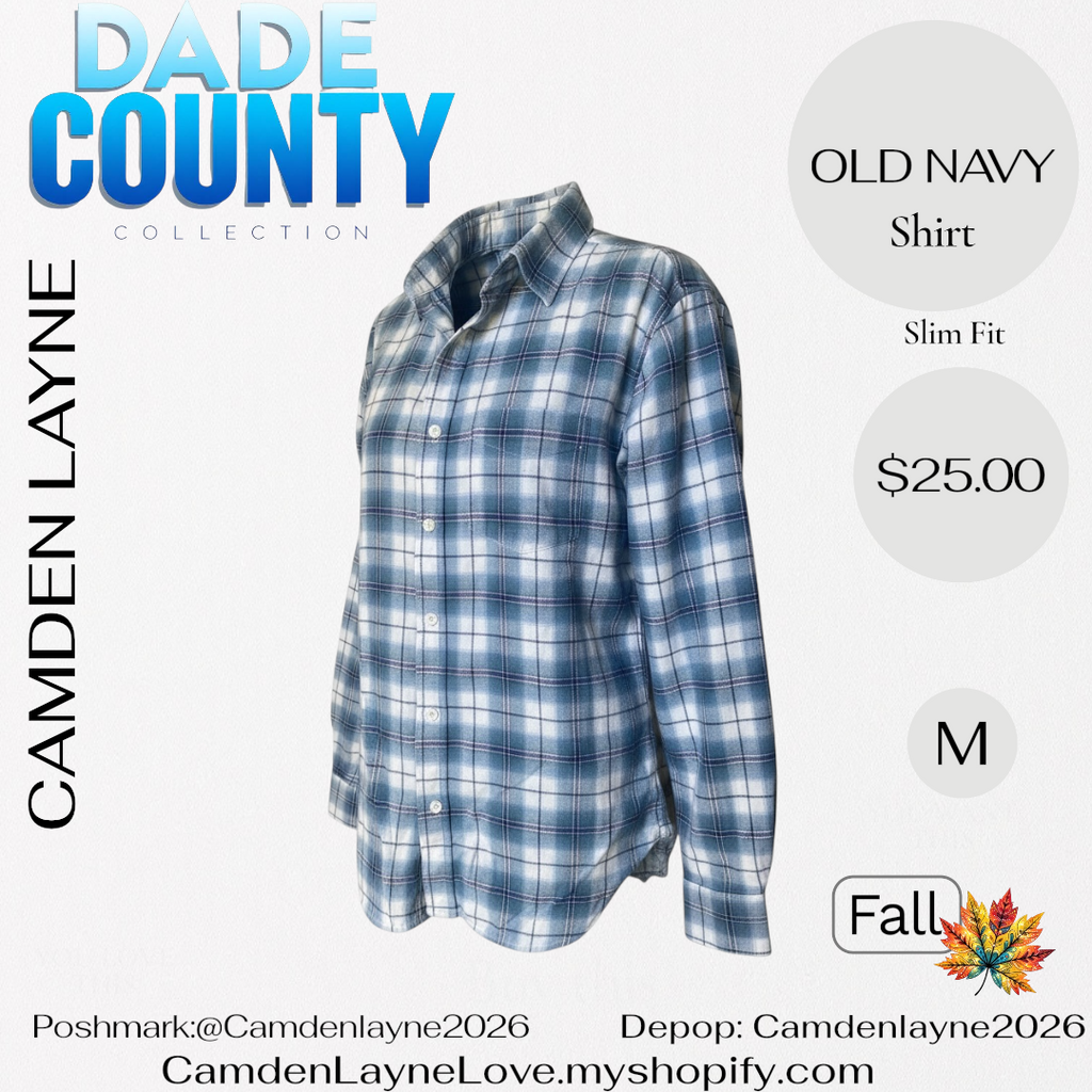 Old Navy Blue, Purple and White Button Down