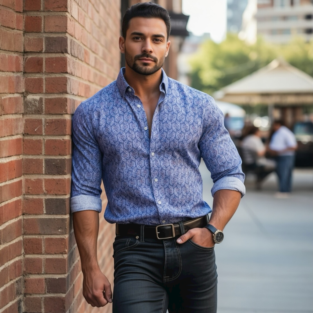 Crown & Ivy 2XLT Big Blue Paisley Print