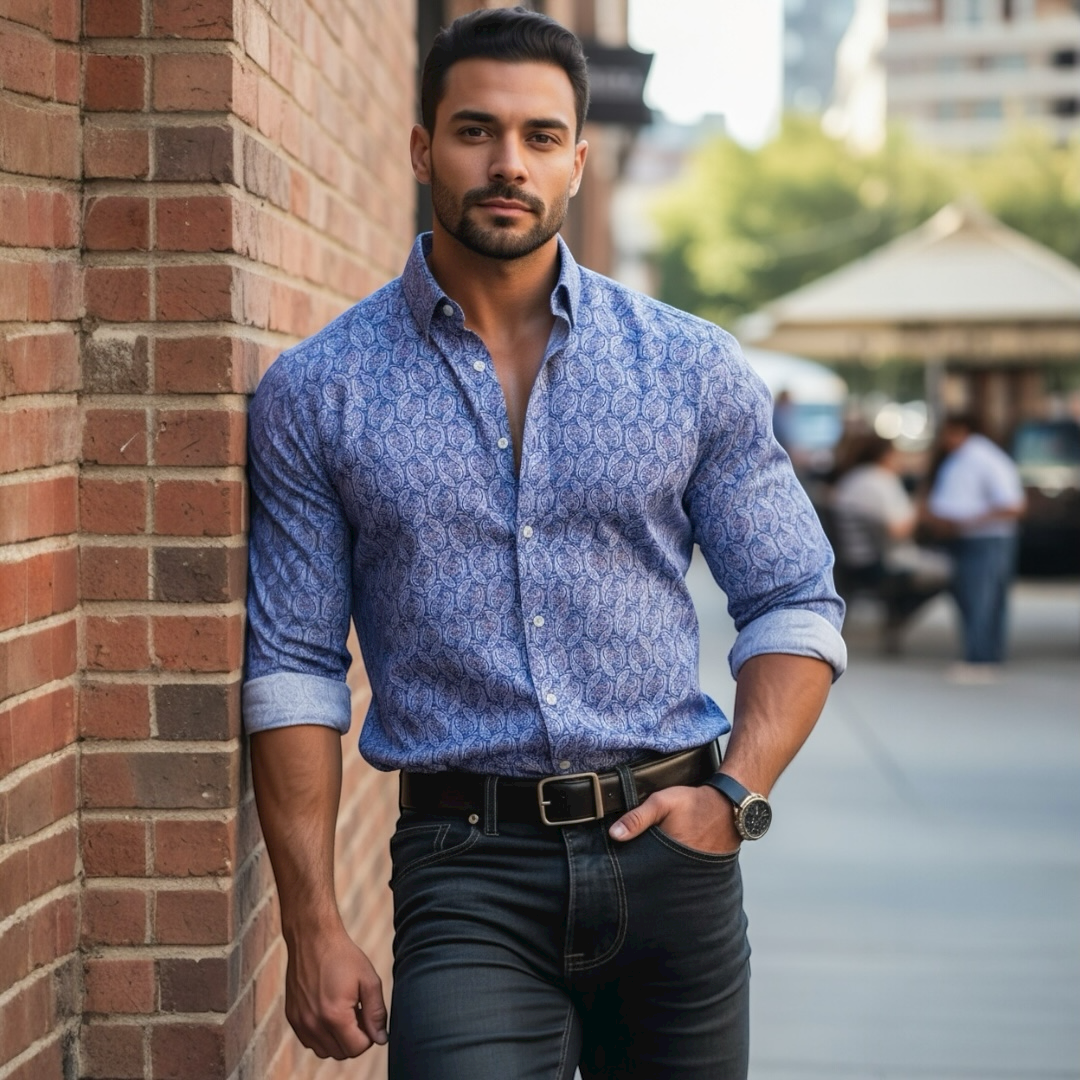 Crown & Ivy 2XLT Big Blue Paisley Print