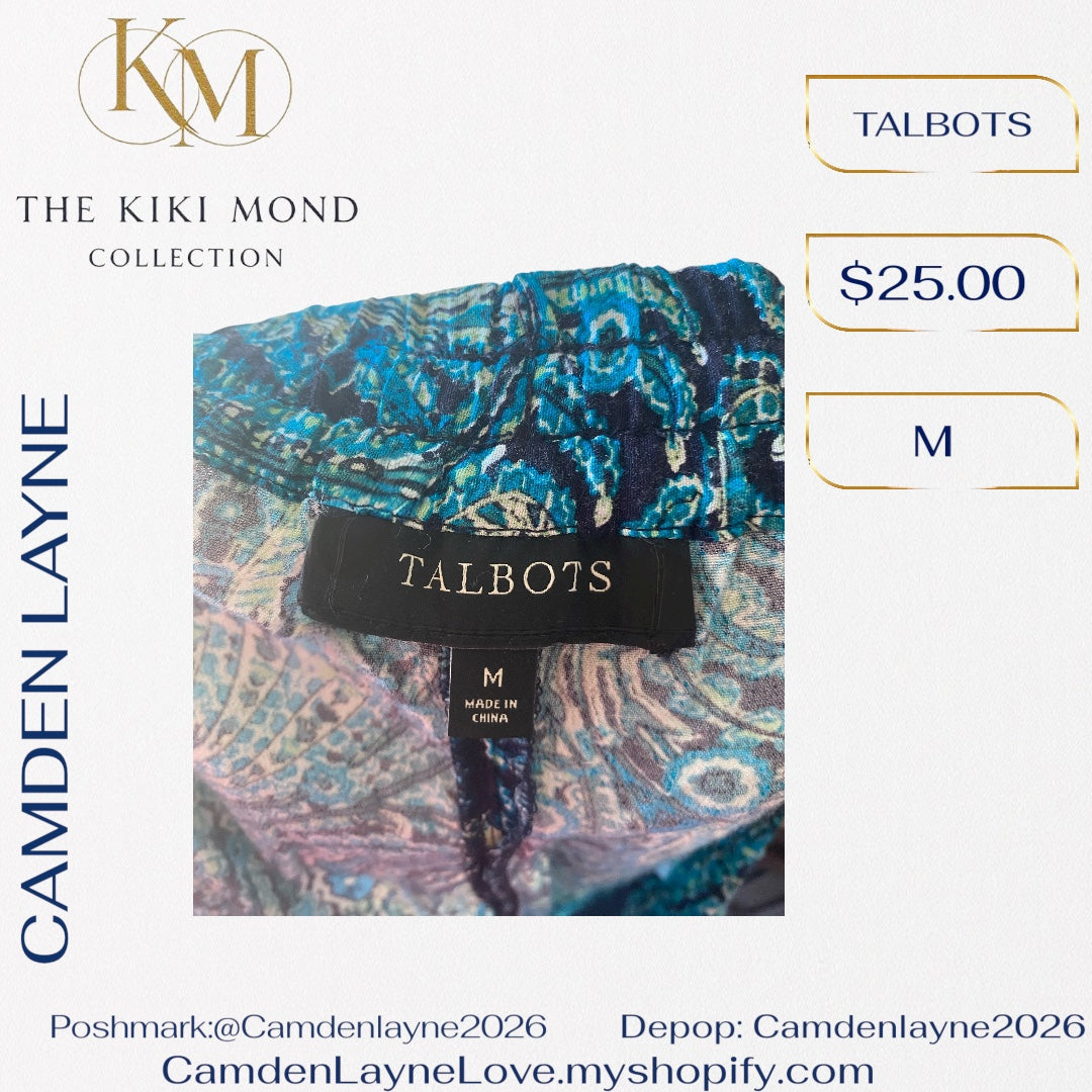 Talbots Blue & Teal Paisley Pants