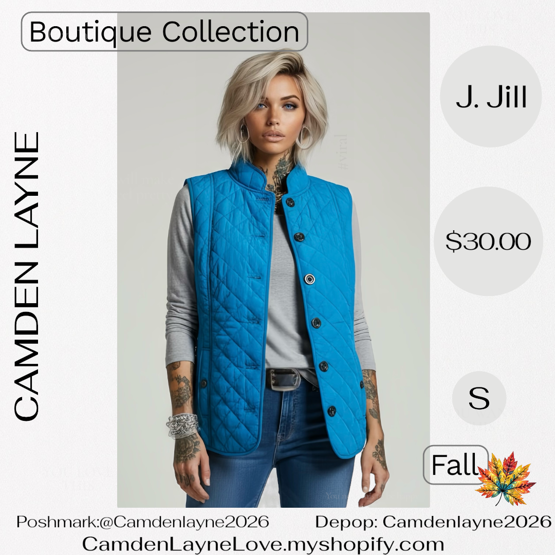 J. Jill Blue Quilted Vest