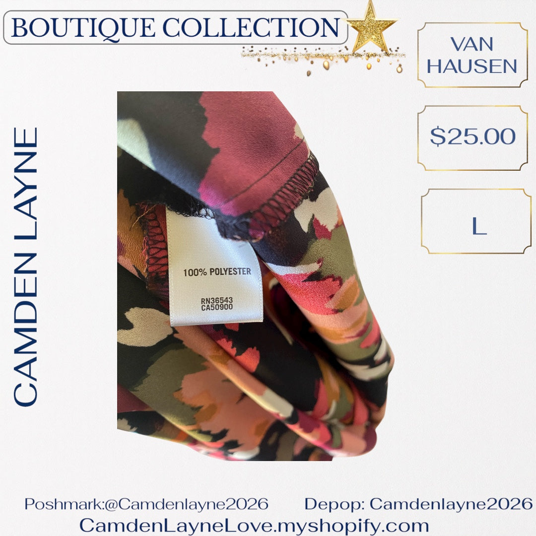 Van Hausen Multicolored Blouse in Orange, black & Pink