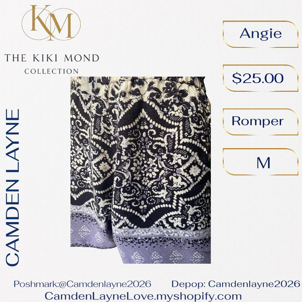 Angie Boho Romper in Black, White & Lilac