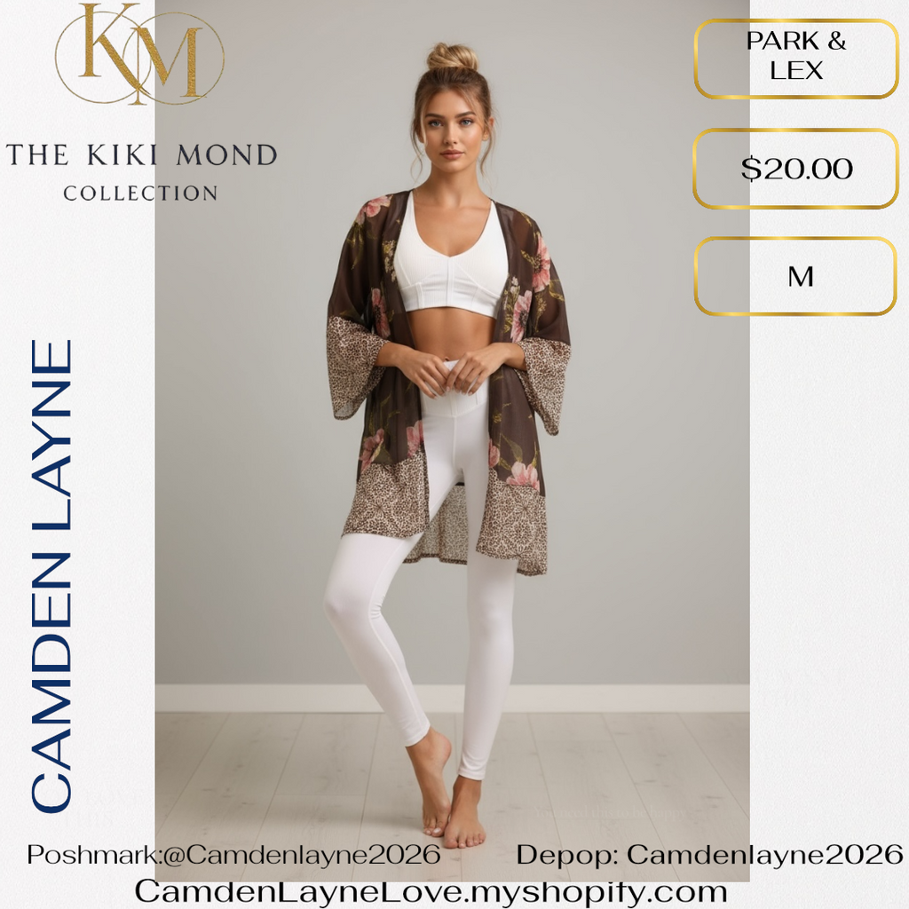 Park & Lex Brown and Floral Kimono