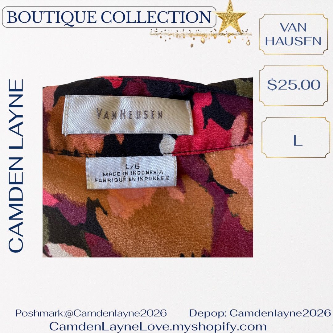Van Hausen Multicolored Blouse in Orange, black & Pink