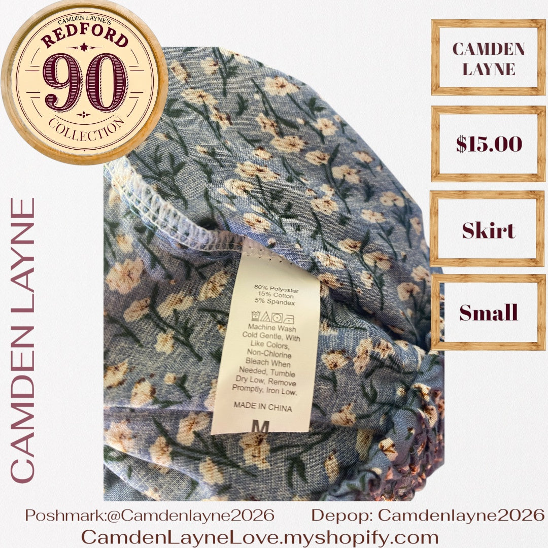 Camden Layne’s Blue Floral Patterned Tiered Skirt