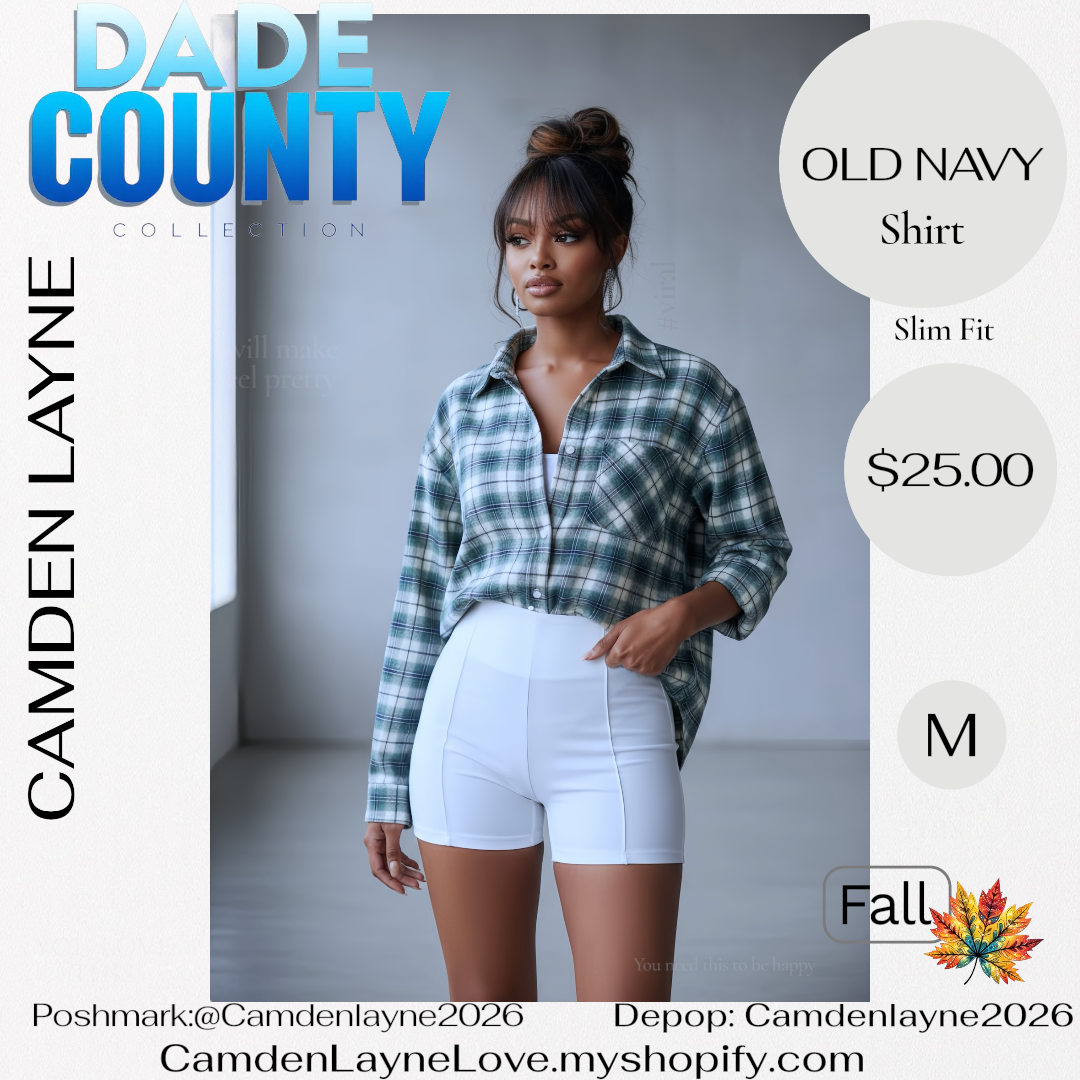 Old Navy Blue, Purple and White Button Down