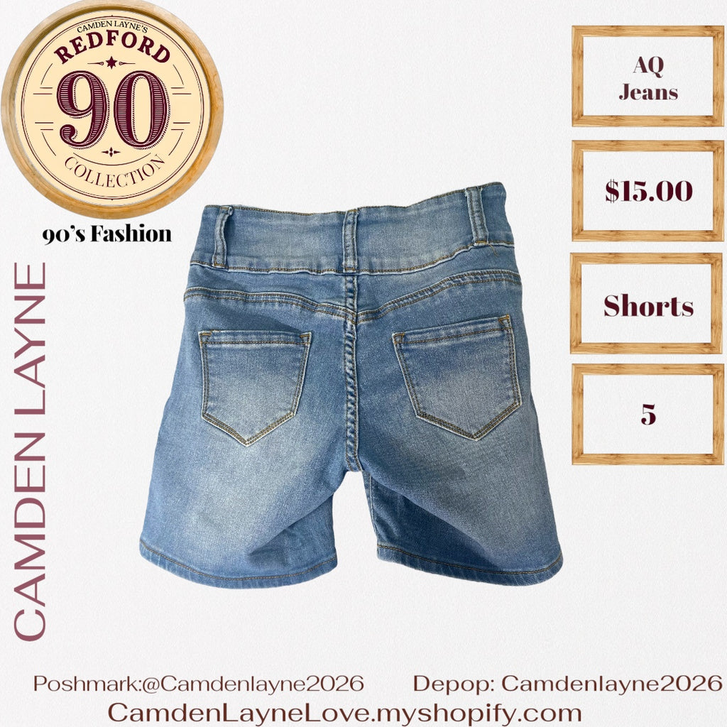 AQJeans Blue HighRise Distressed Shorts