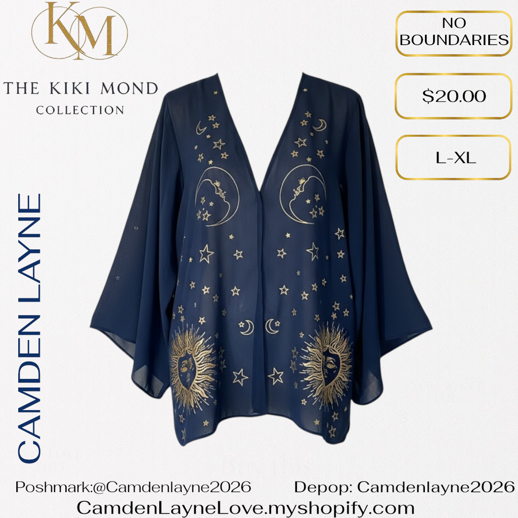 No Boundaries Cosmic Gold Foiled Kimono