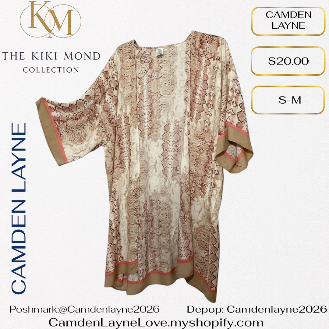 Camden Layne Snake Skin Print Cardigan Style Kimono