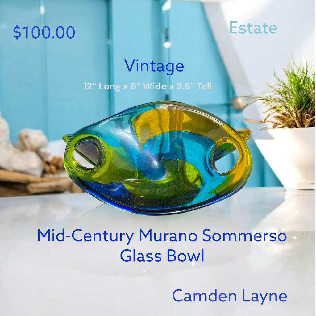 Mid-Century Murano Sommerso Glass Bowl - Camden Layne