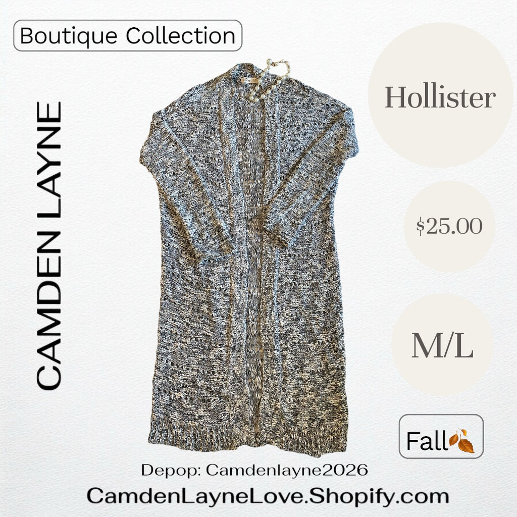 Hollister Gray Knit Long Sweater