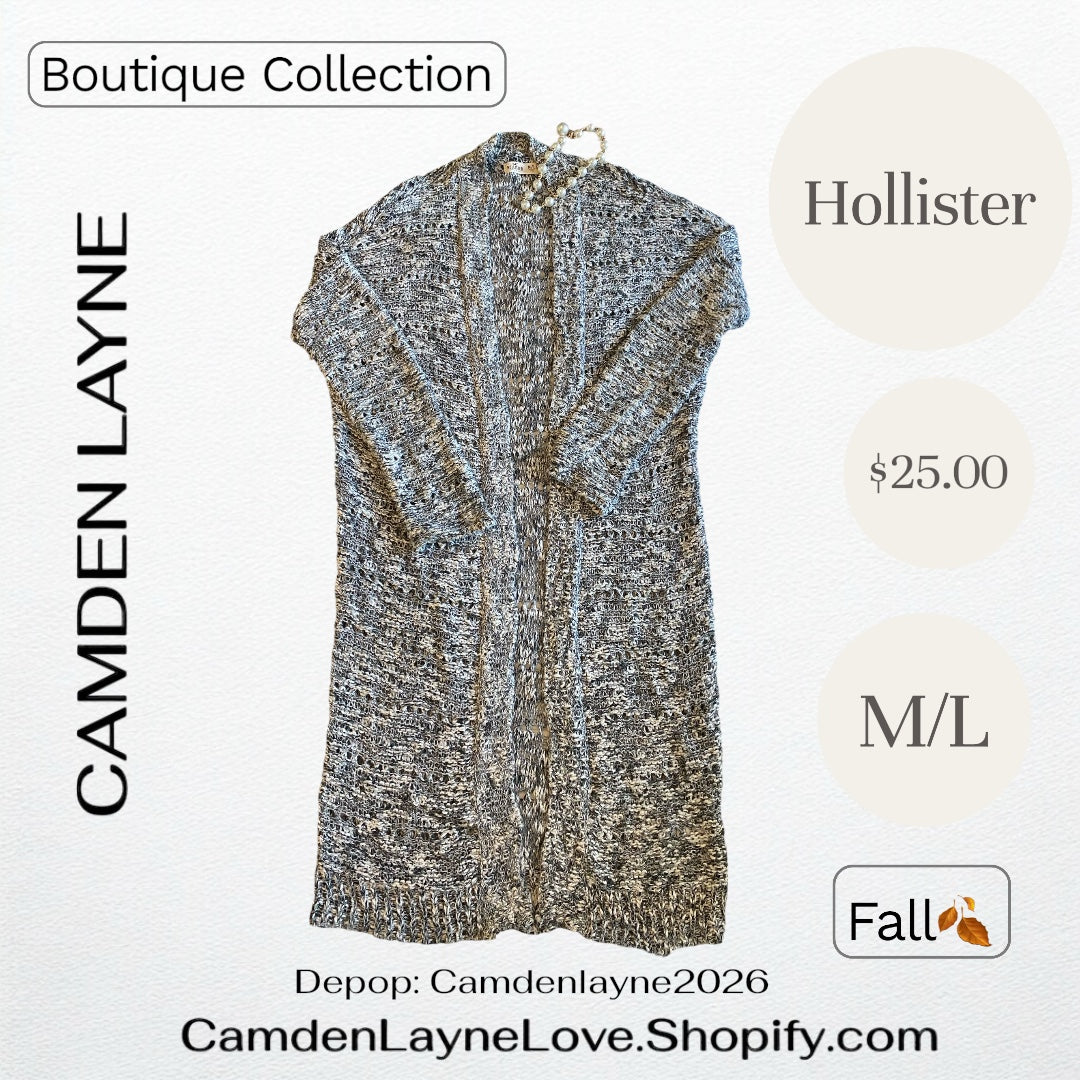 Hollister Gray Knit Long Sweater