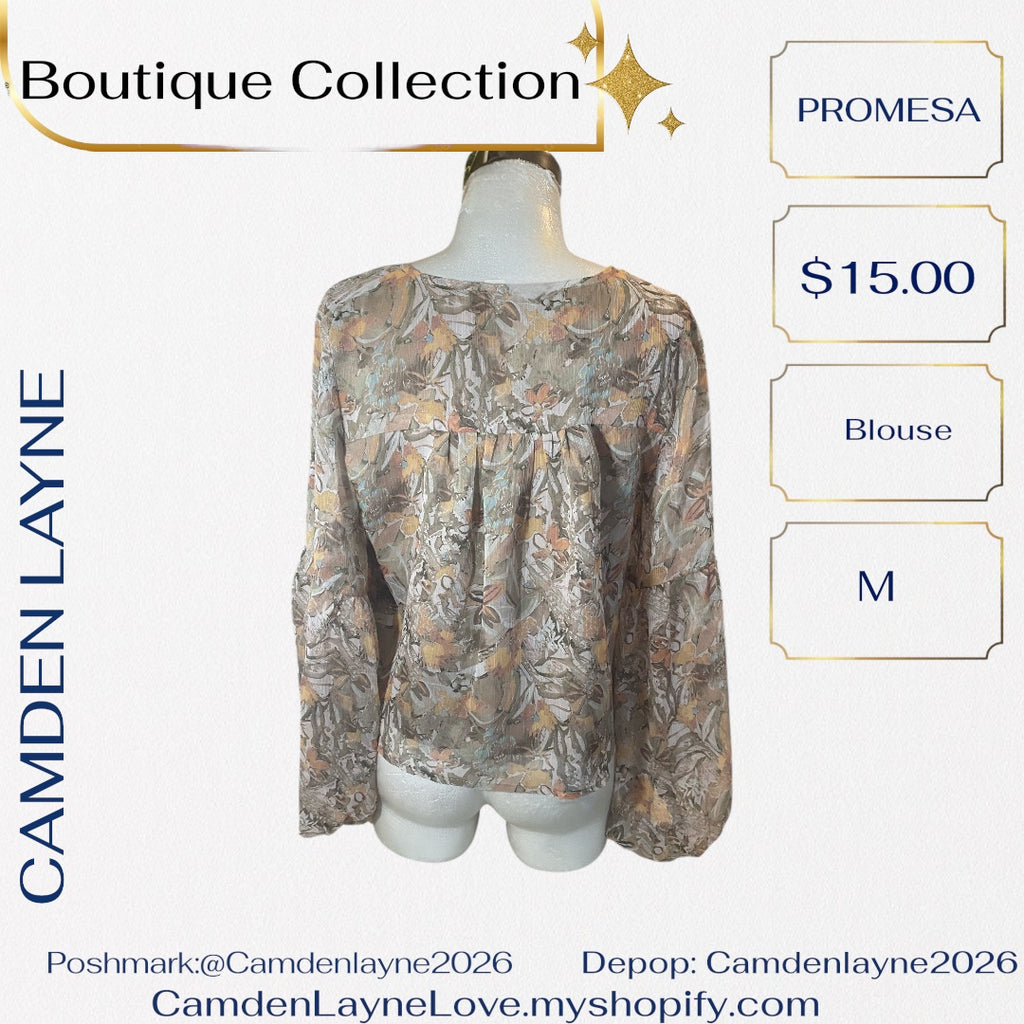 Promesa Cornflower Print Short Blouse