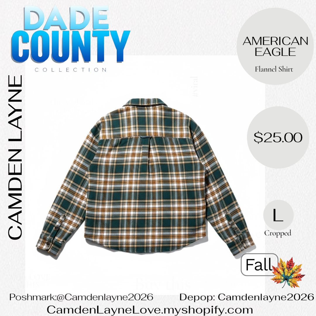 American Eagle Flannel Cropped button down
