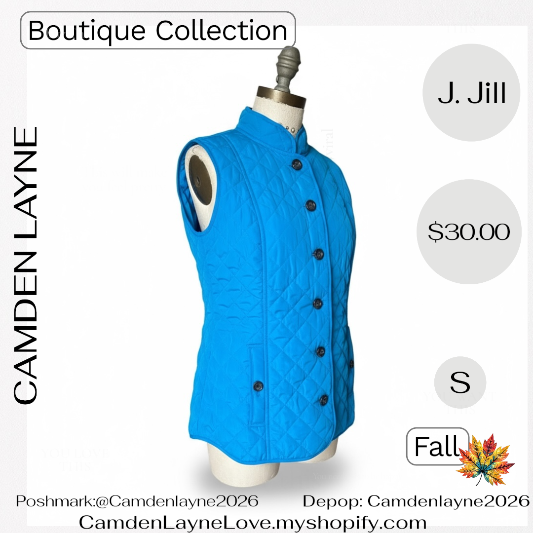 J. Jill Blue Quilted Vest