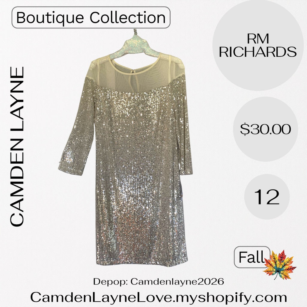 RM Richard’s Champagne Sequined Dress