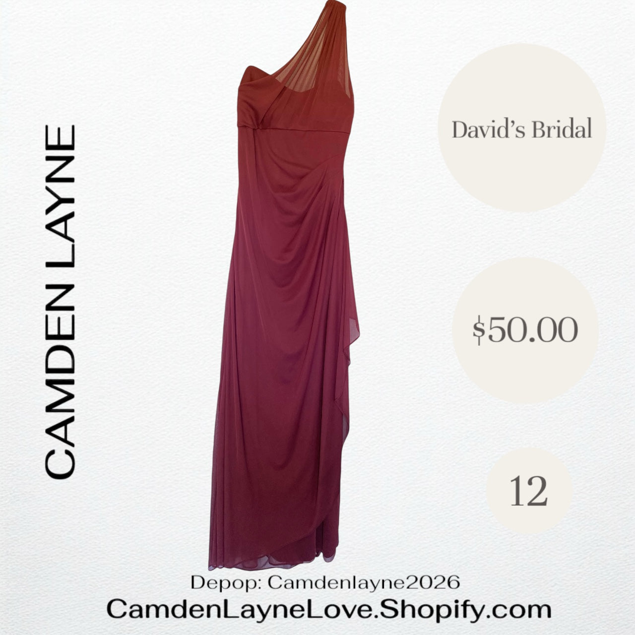 Wine Colored One Shoulder Maxi Dress