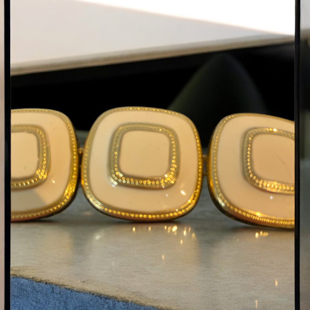 Gold & Cream Enamel Bracelet - Camden Layne