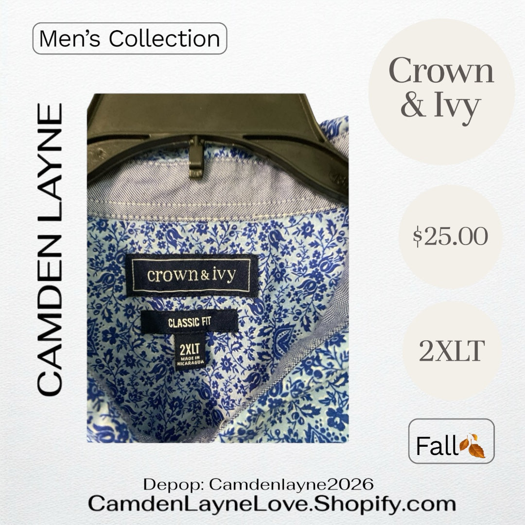 Crown & Ivy Blue Floral Print 2XLT